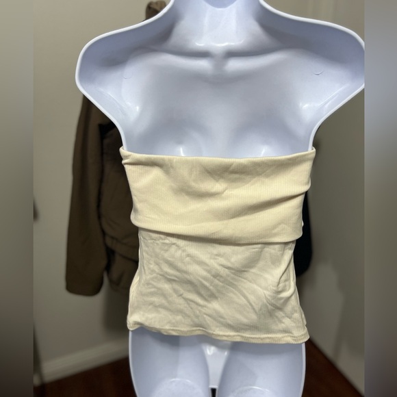 OGL Cream Ribbed Tube Top - Picture 3 of 6